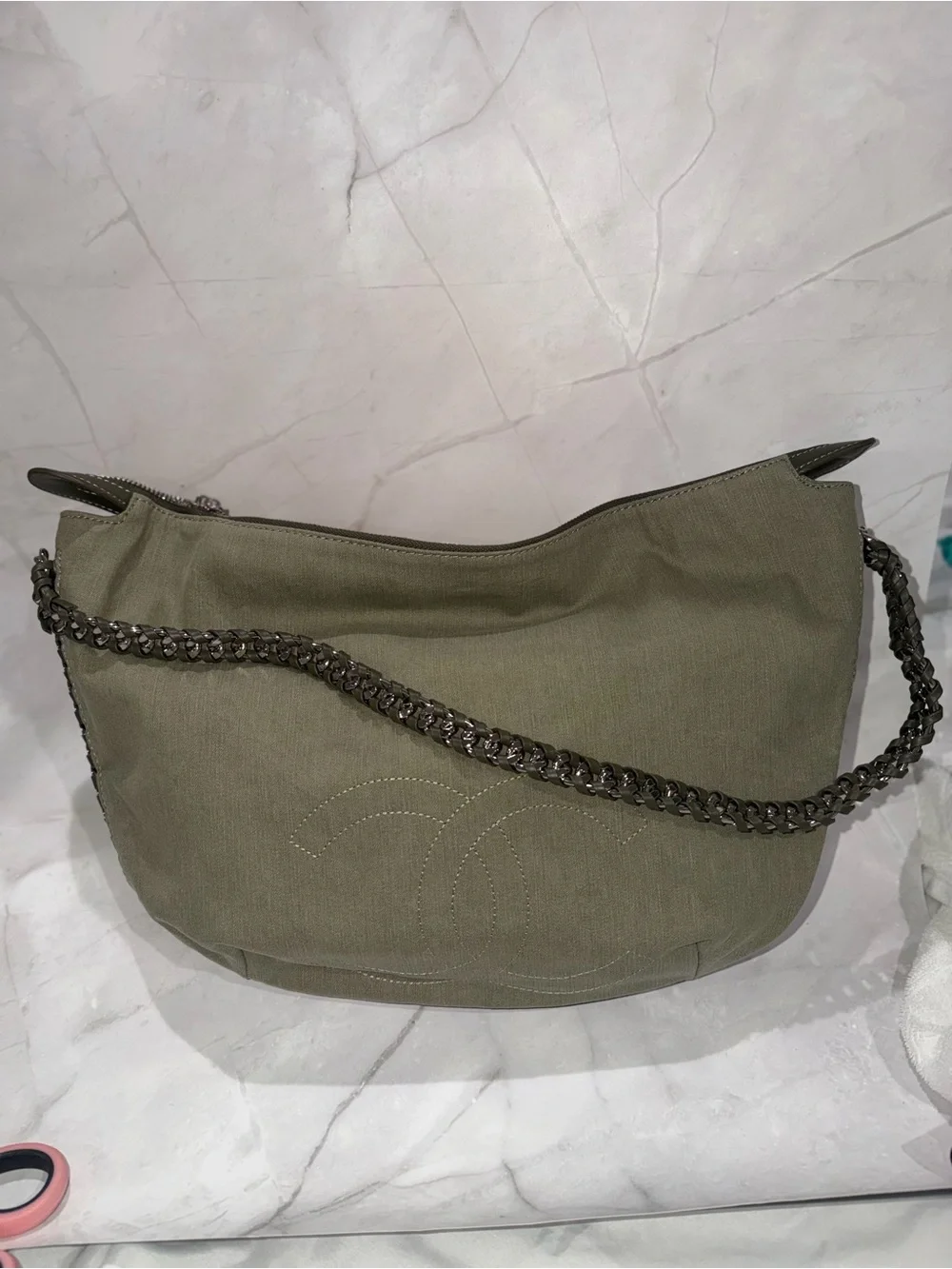 Fashion Olive Green Chain-Handle Hobo Shoulder Bag